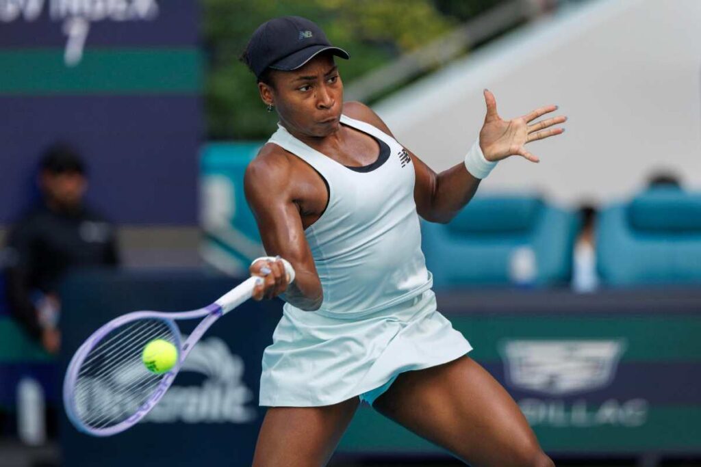 Coco Gauff in campo a Miami